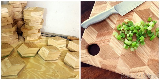 DIY Cutting Board with geometric pattern {Sawdust and Embryos}