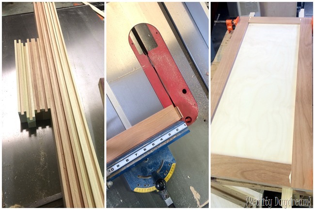 The rolling kitchen island gets custom cabinet doors!