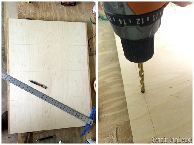 Measure and drill holes to make construction easy on this rolling kitchen island.