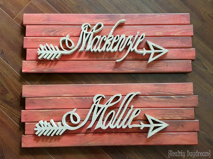 Personalized name plaques with 'arrow' detail... cut from WOOD! {Reality Daydream}