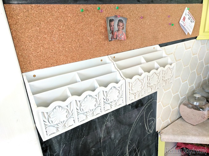 Mail sorters and cork board to this chalkboard command center! {Reality Daydream}