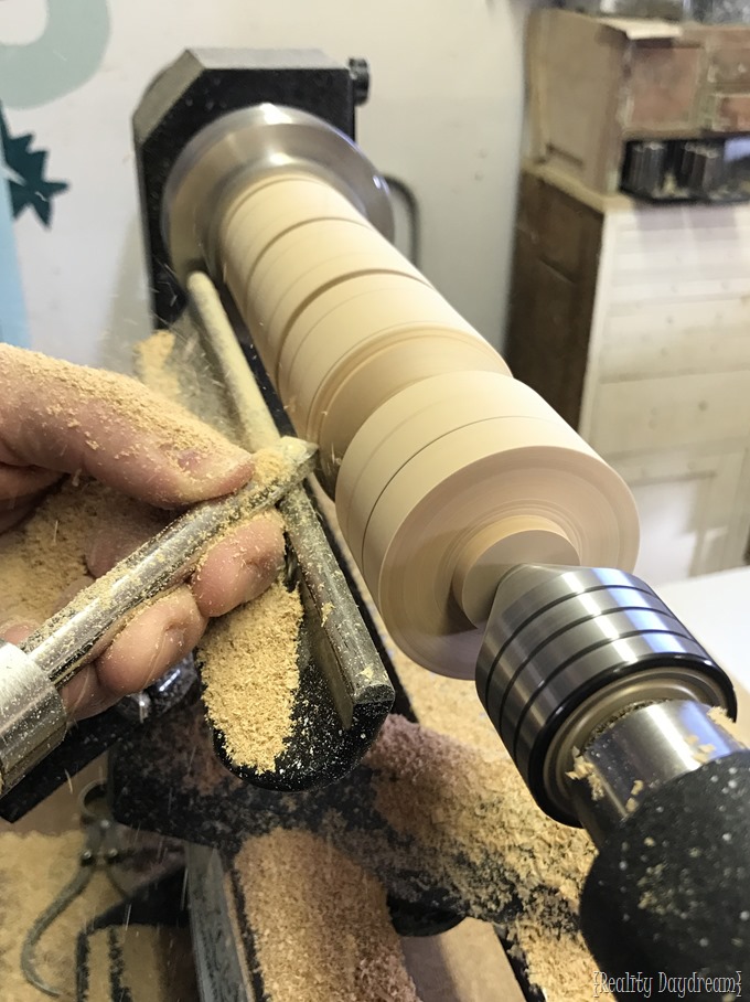 Wood Turning on a Lathe to make these Wooden Pendant Lights {Reality Daydream}