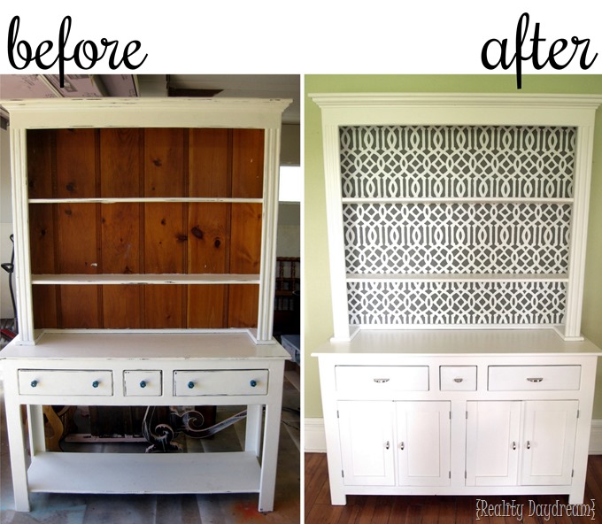 Adding stencils to furniture makes all the difference. AND you can make your own stencil with this tutorial! {Reality Daydream}