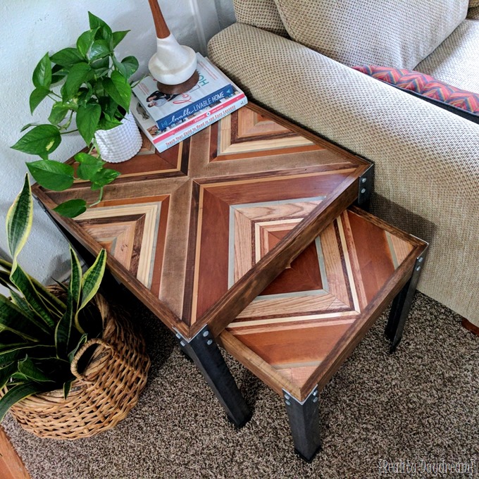 Decorative Wooden Inlay furniture nesting end tables TUTORIAL! {Reality Daydream}