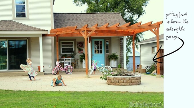 Reality Daydream porch, patio, pergola, and potting bench! {Reality Daydream}