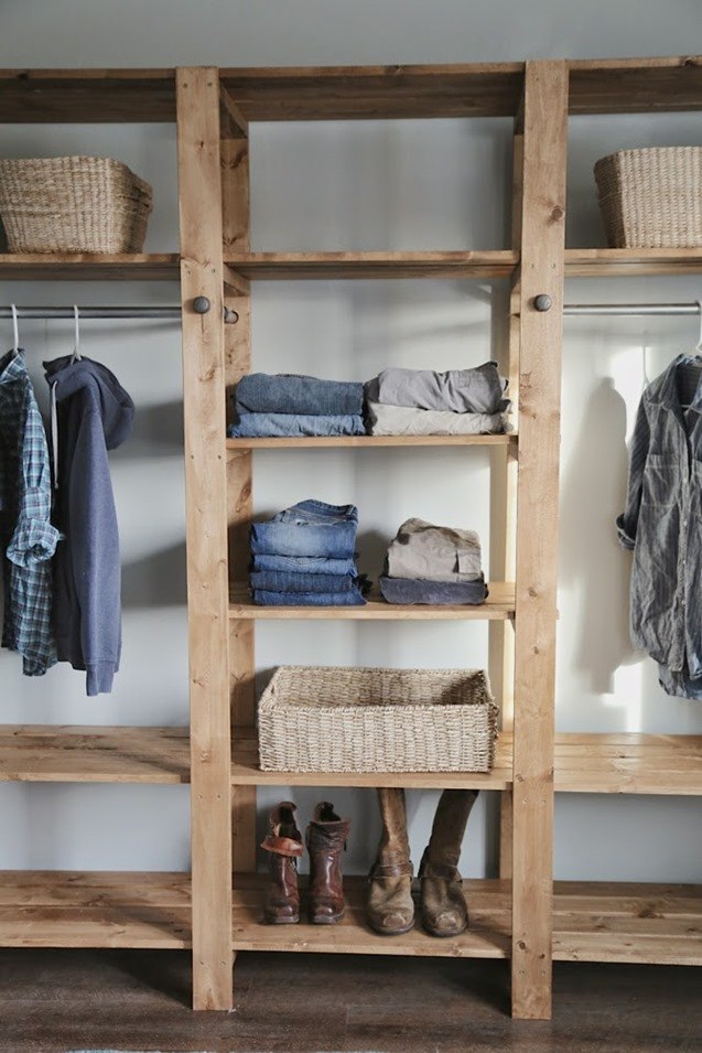 closet shelving ideas with bench