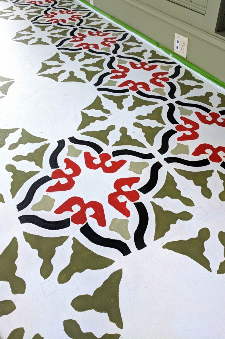 Stenciling on a Painted Linoleum or Vinyl Floor Reality Daydream