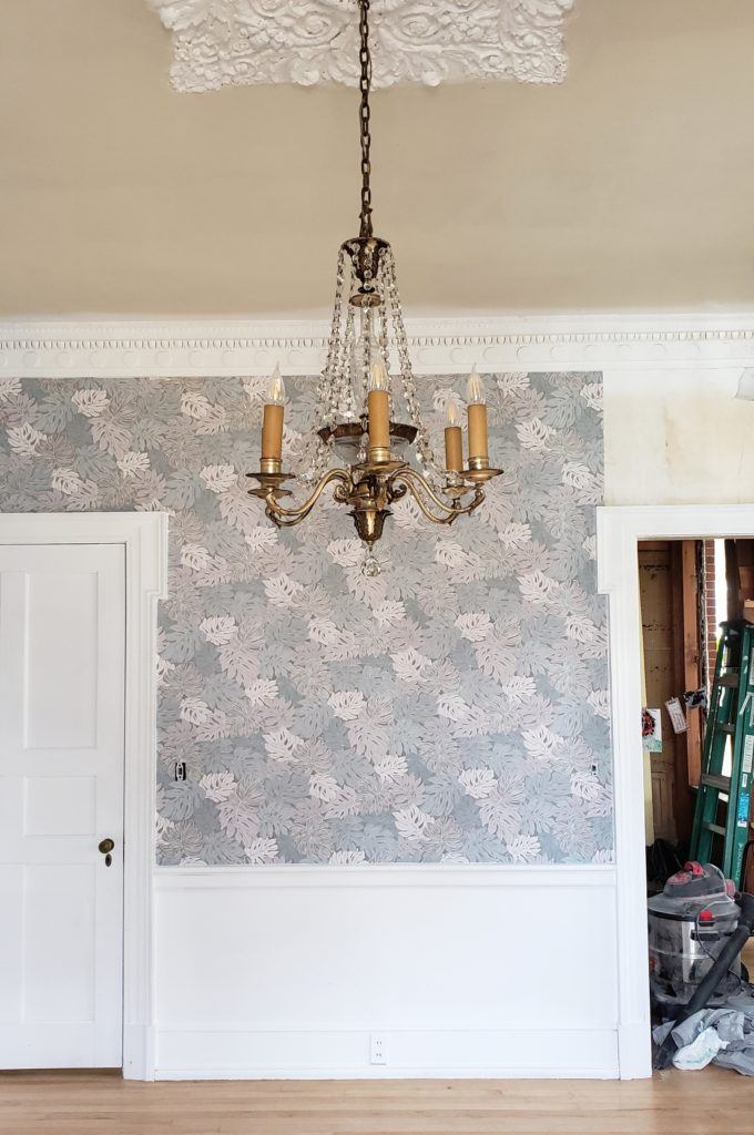 Lots of good progress on wallpapering this dining room!