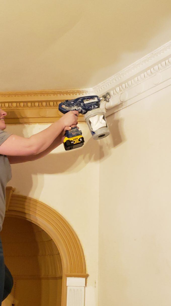 Painting trim with a paint gun