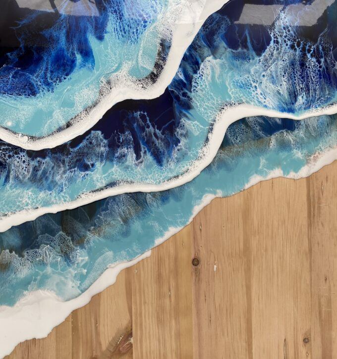 OCEAN RESIN ART Painting Beach Resin Paint Resin Epoxy Beach Resin Art  Beach Fluid Painting Epoxy Resin Wall Decoration Epoxy Beach 