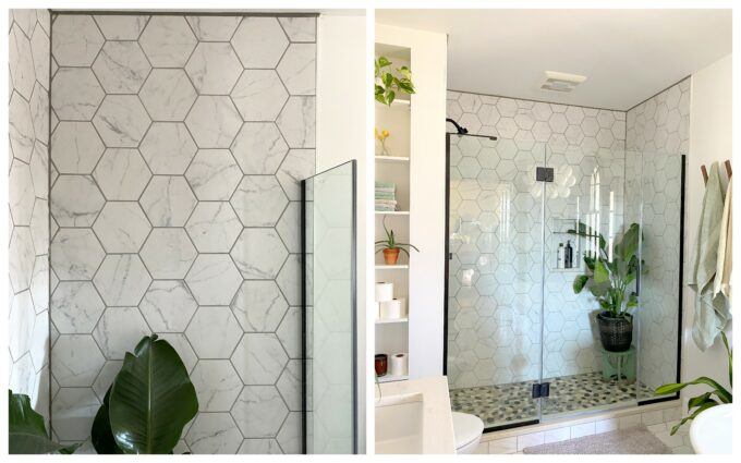 Hexagon shower walls