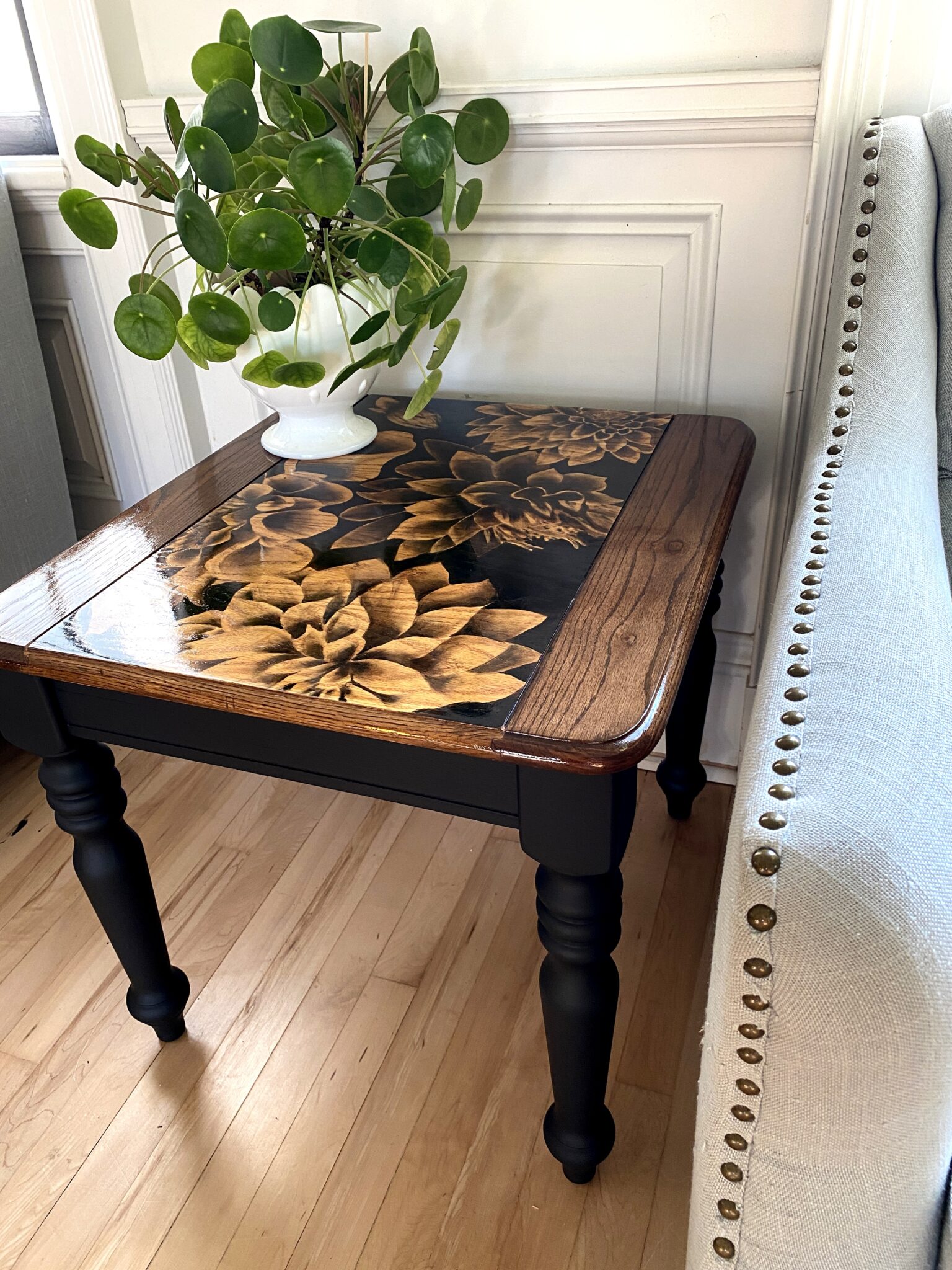 Floral Stained End Table Reality Daydream