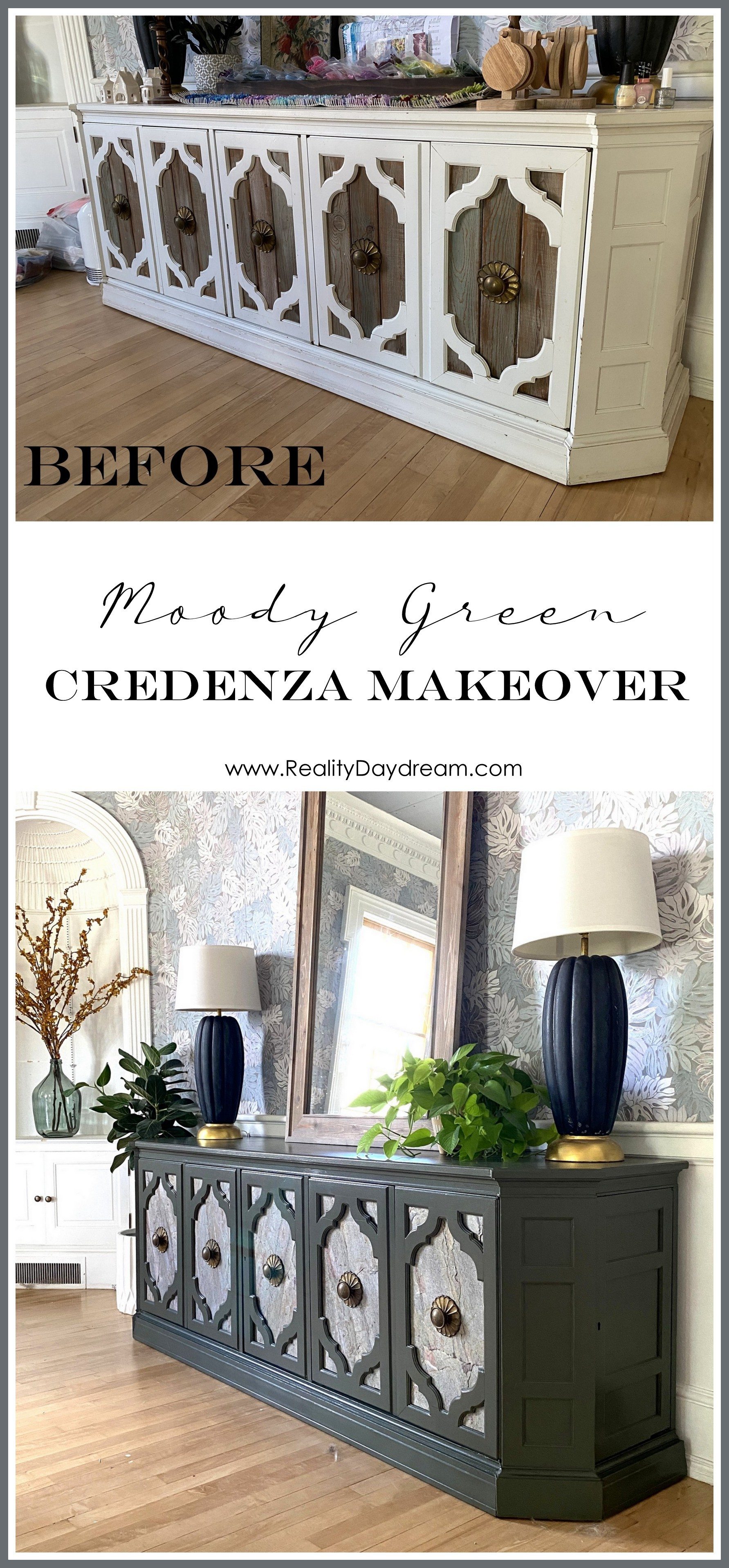 Moody Green Credenza Furniture Makeover